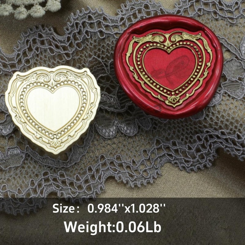 Atopbb Romantic Vintage Embossed Frame Wax Seal Stamp - Heart 3D Relief Photo Frame Seal Stamps with Wood Handle, Retro Sealing Wax Stamp for Wedding Invitations, Scrapbooking, Letters(F16) - Image 3